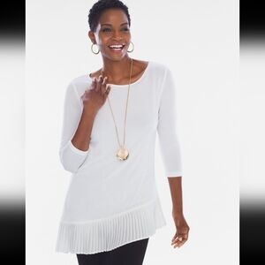 Chico's Travelers Classic Pleated Chiffon-Hem Tunic 1 - 8/10 M wrinkle-resistant